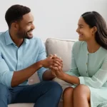 성교육과 성적 환상 - **Prompt for Consent and Communication:**
    "A diverse couple, a man and a woman in their late twe...